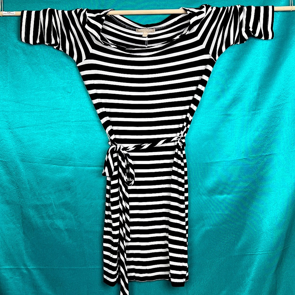 Banana Republic Jersey Dress, small, black and white stripes.